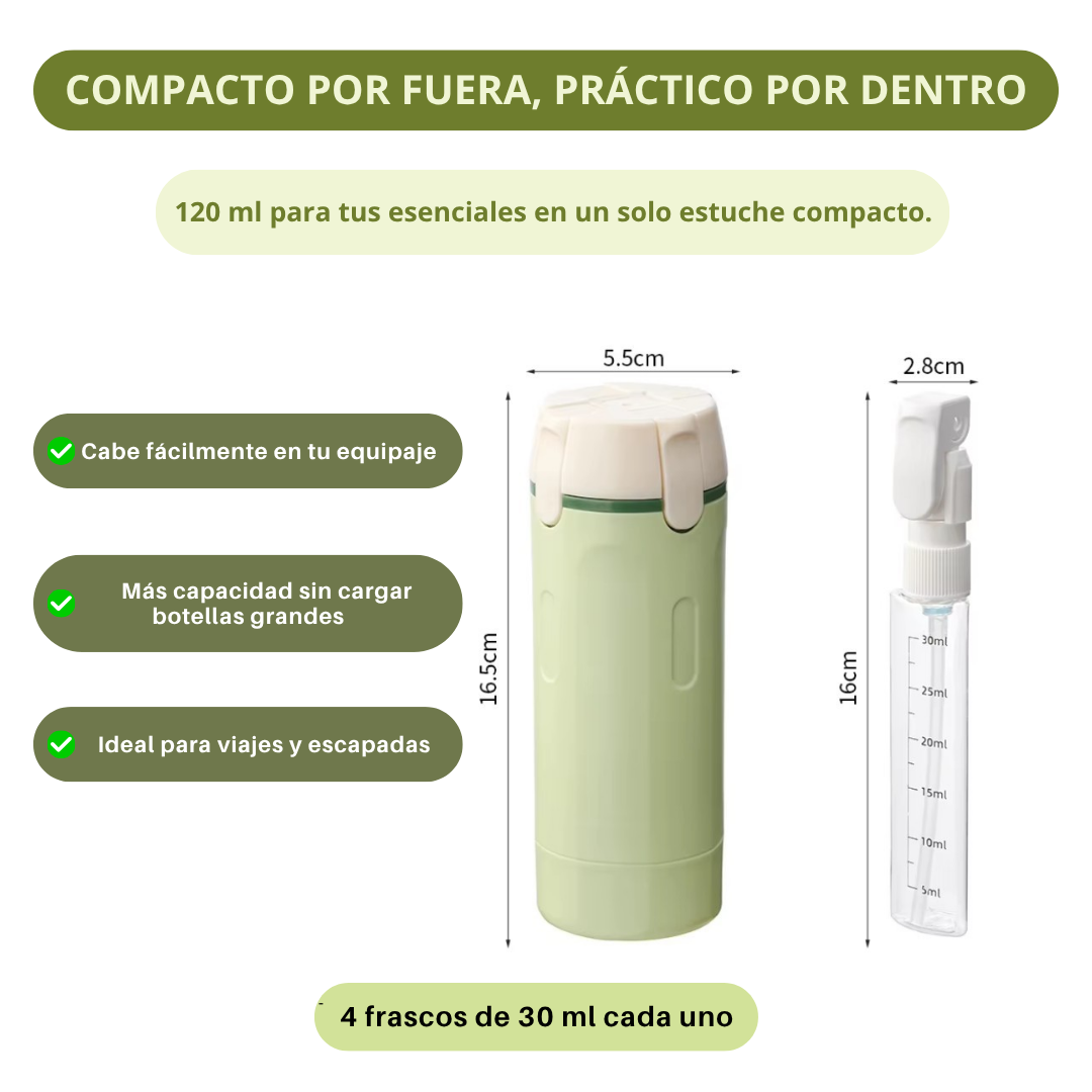 Botella de Viaje 4 en 1 Antiderrames
