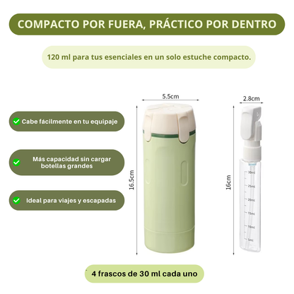 Botella de Viaje 4 en 1 Antiderrames